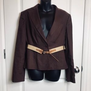 BCBGMaxazria Womans Brown Belt Blazer